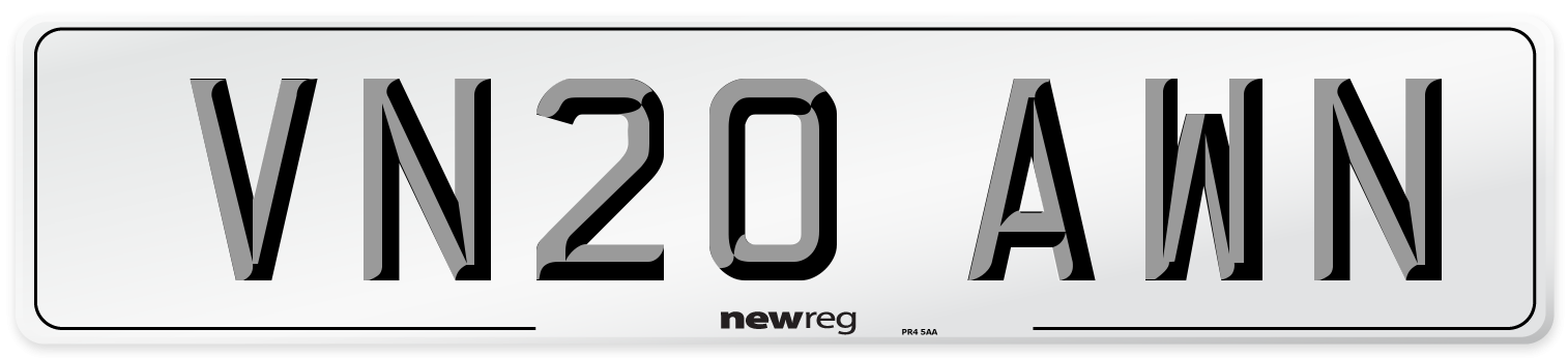 VN20 AWN Number Plate from New Reg